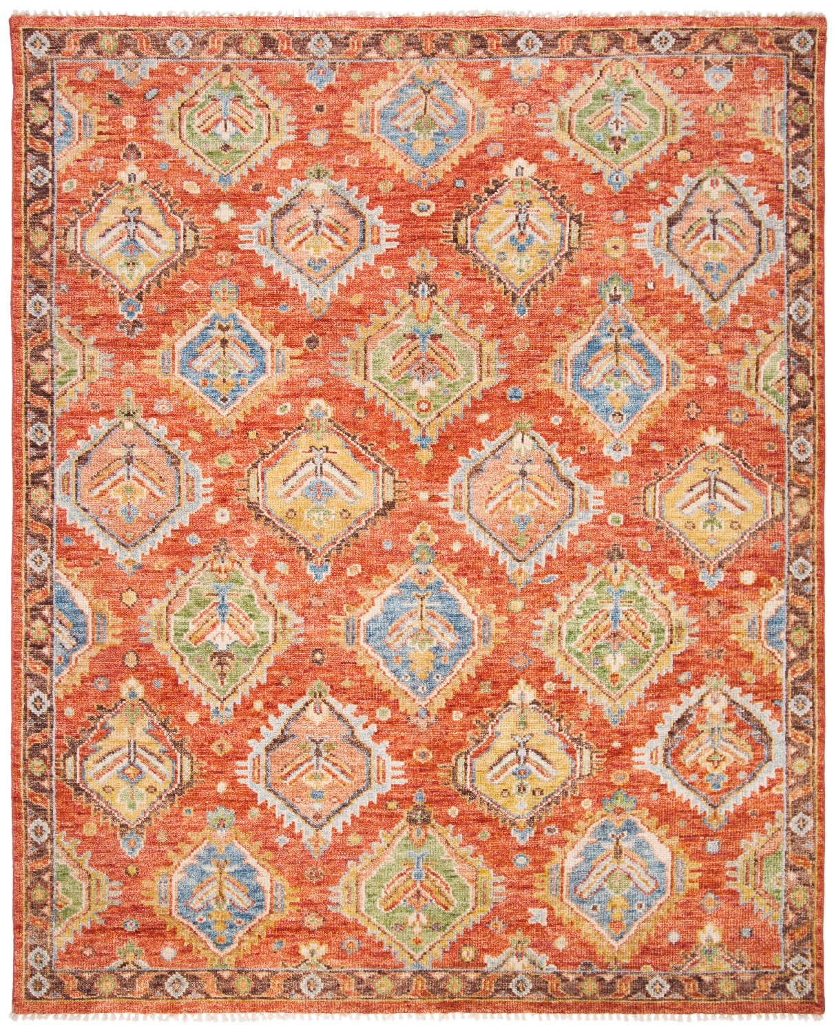 Rust Colored Bohemian Rug | 100% Wool Pile Rug | Rug Clearance – Rugs ...