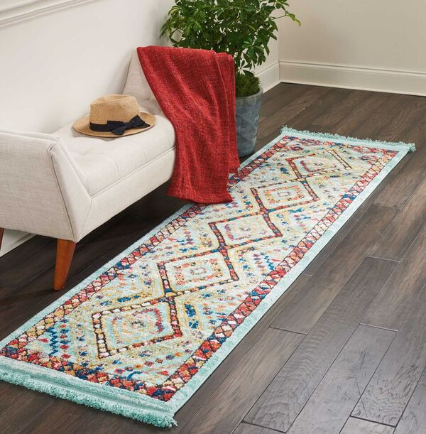 Nourison Clearance Navajo NAV02 Aqua Rug