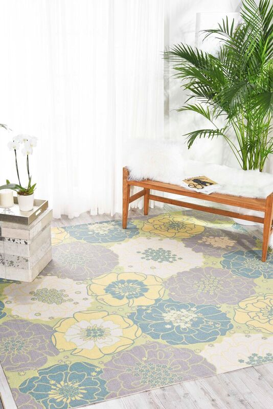 Nourison Clearance & Garden RS021 Green Rug