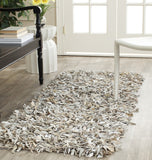 Safavieh Clearance Leather Shag LSG511C White Rug