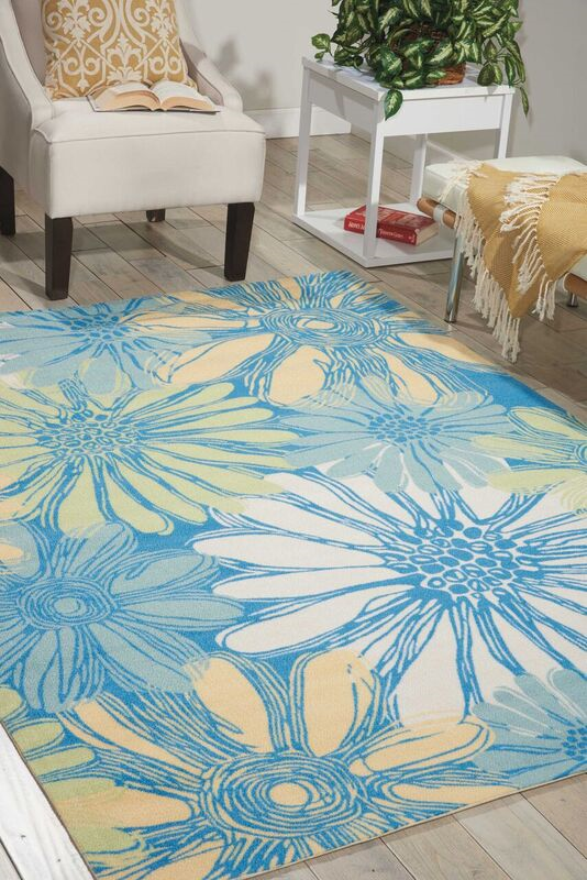 Nourison Clearance & Garden RS022 Blue Rug