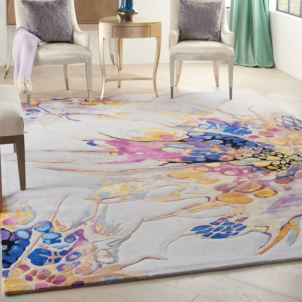nourison prismatic prs20 grey lilac multi rug