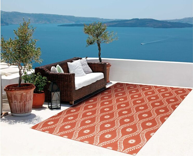 Nourison Clearance & Garden RS085 Rust Rug