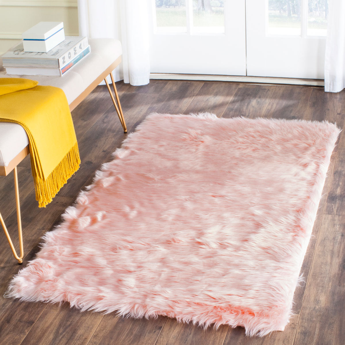 Safavieh Clearance Faux Sheep Skin FSS235G Pink Rug