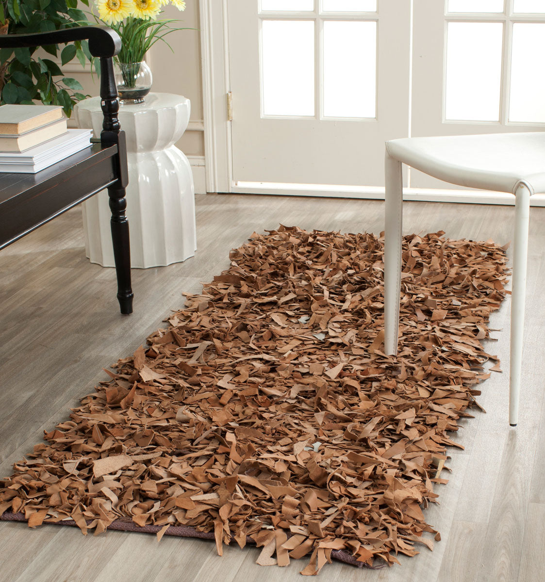 Safavieh Clearance Leather Shag LSG511K Brown Rug