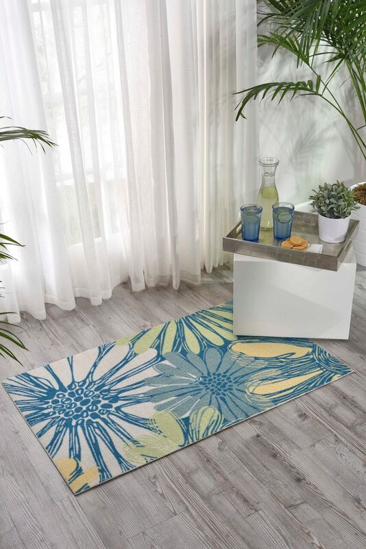 Nourison Clearance & Garden RS022 Blue Rug