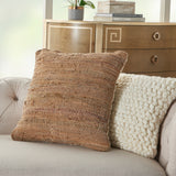 nourison natural leather hide dl505 clay pillow