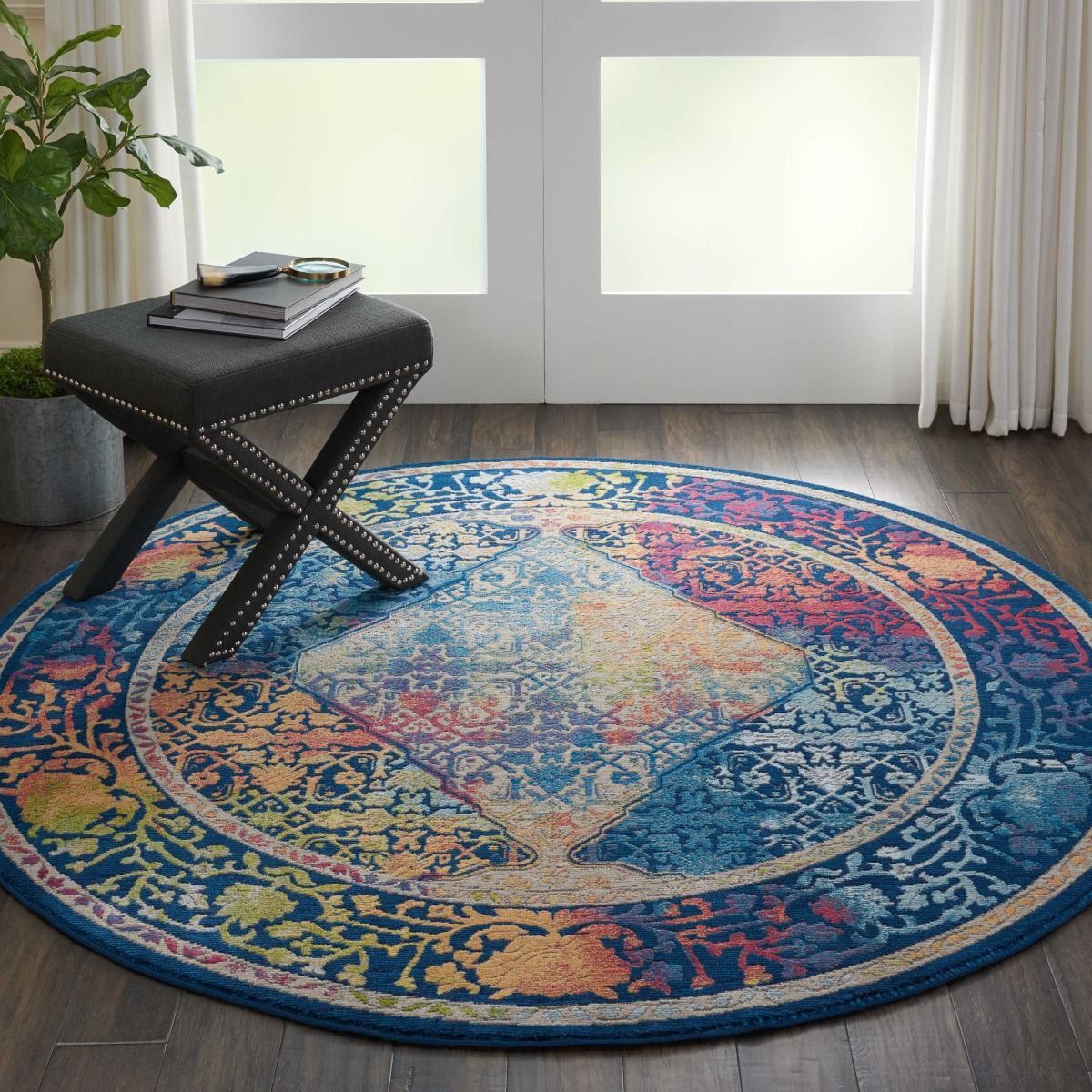 Nourison Clearance Ankara Global ANR04 Blue/Multicolor Rug