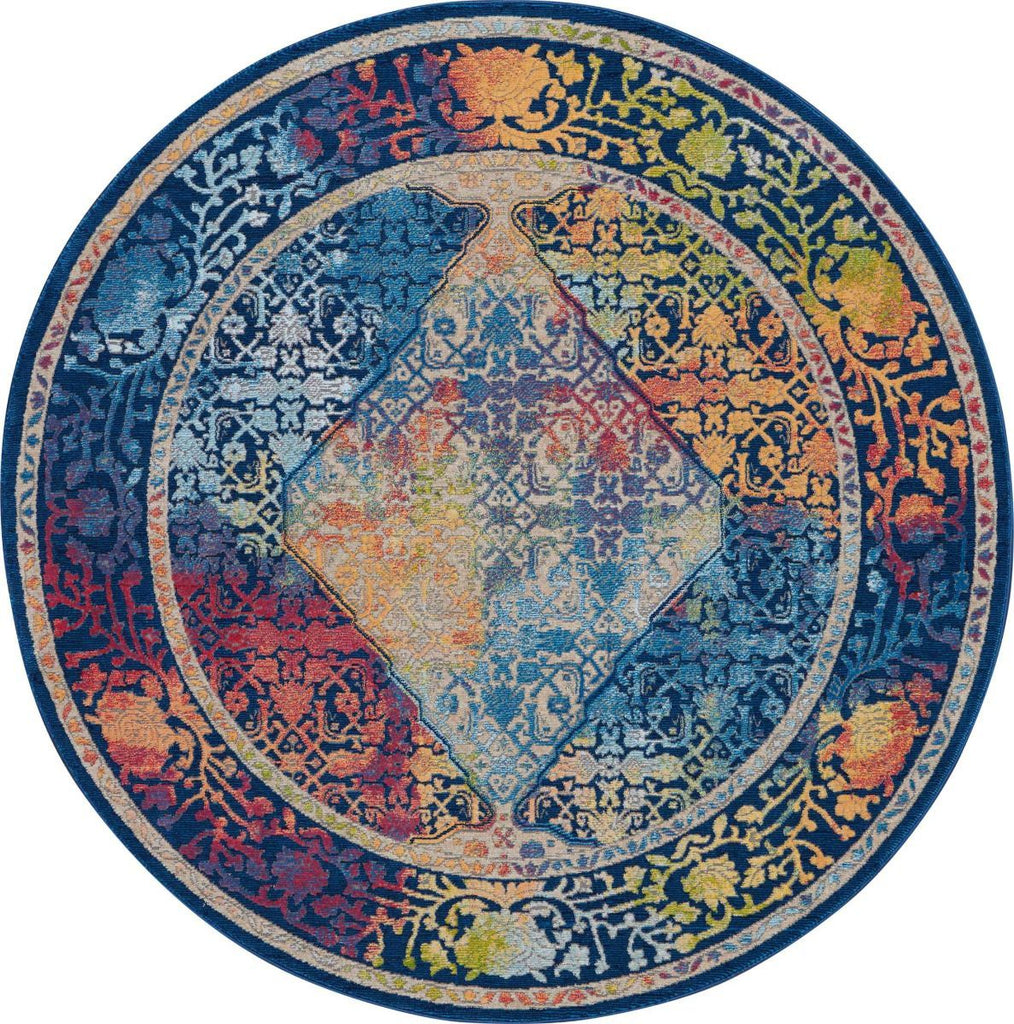 Nourison Clearance Ankara Global ANR04 Blue/Multicolor Rug