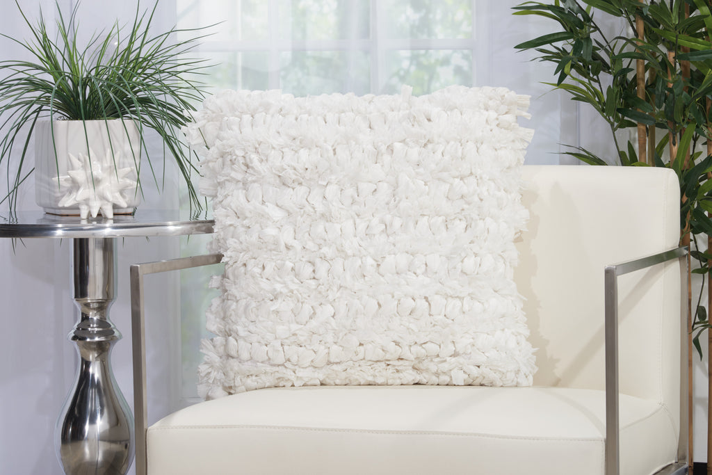nourison shag dl658 white pillow