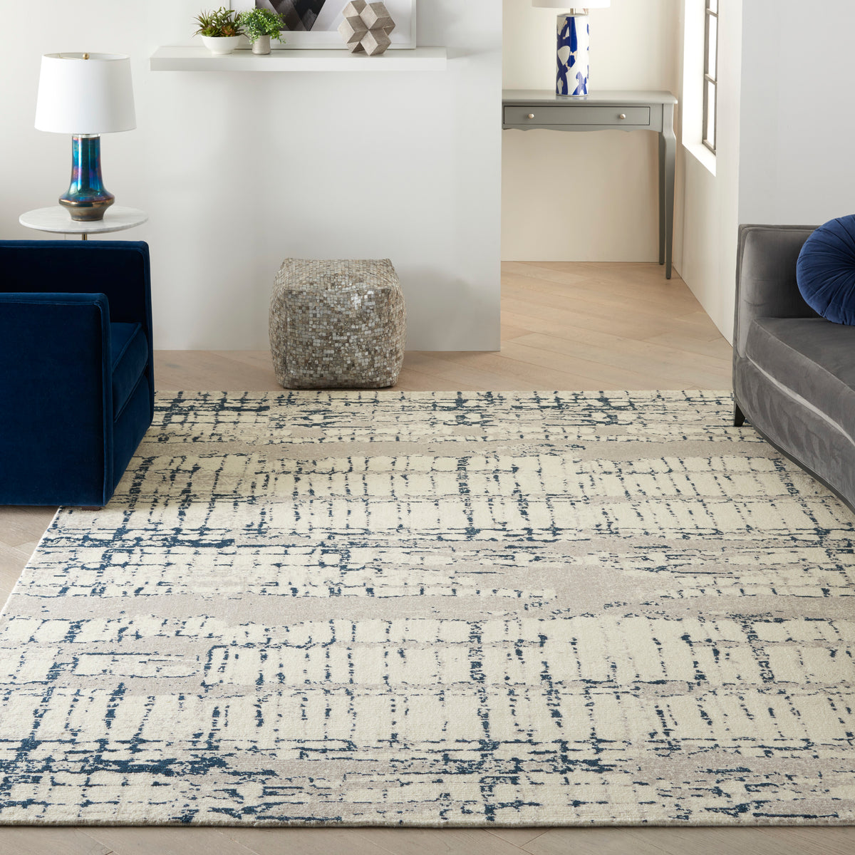 nourison twilight twi10 ivory navy rug