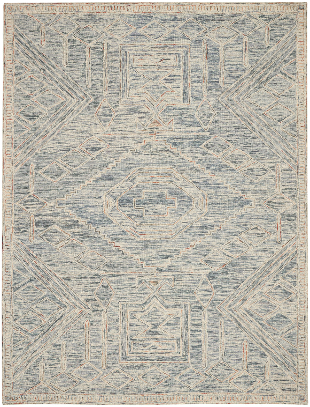 nourison interlock itl02 blue multi rug