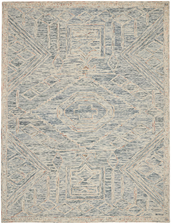 nourison interlock itl02 blue multi rug