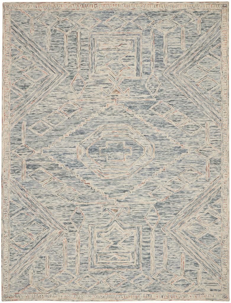 nourison interlock itl02 blue multi rug