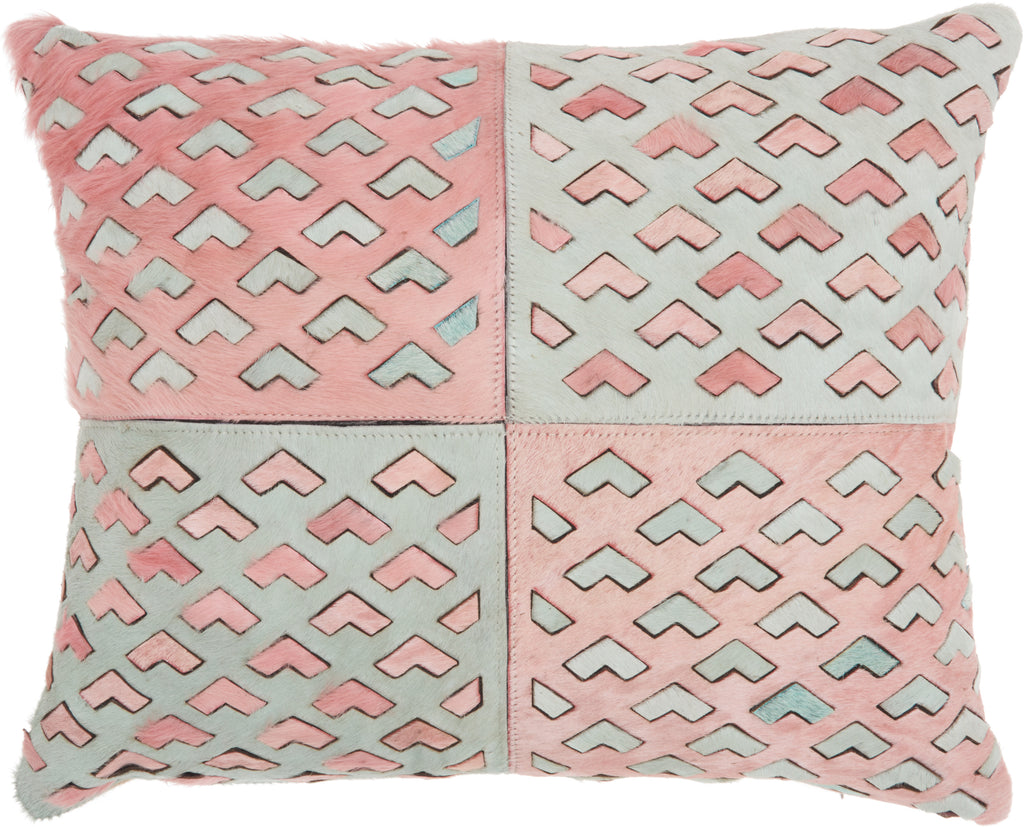 nourison natural leather hide s4289 rose pillow