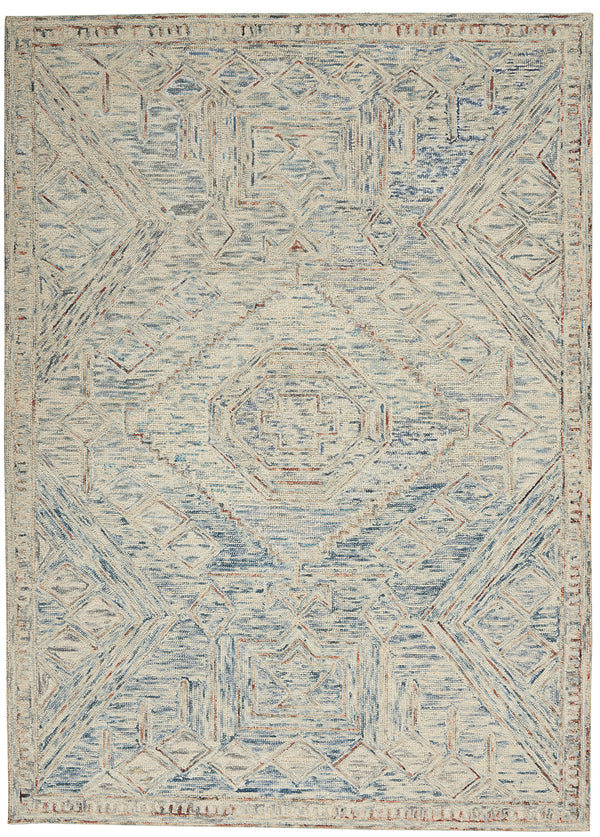 nourison interlock itl02 blue multi rug
