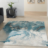 nourison maxell mae08 ivory teal rug