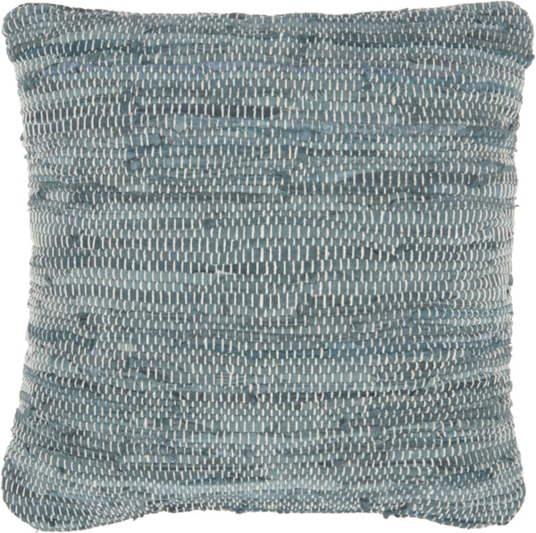 nourison natural leather hide dl505 blue pillow