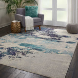 Nourison Sale Celestial CES02 Ivory Teal Blue Rug