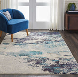 Nourison Sale Celestial CES02 Ivory Teal Blue Rug