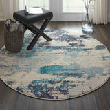 Nourison Sale Celestial CES02 Ivory Teal Blue Rug