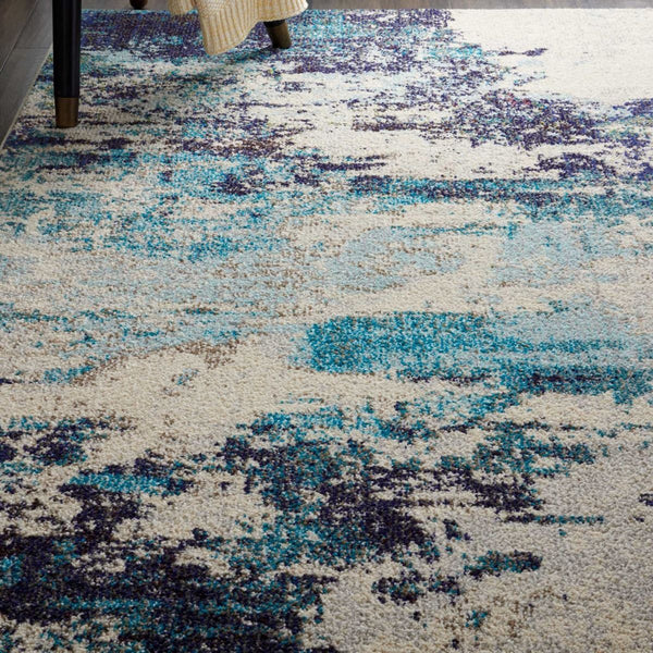 Nourison Sale Celestial CES02 Ivory Teal Blue Rug