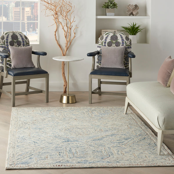 nourison interlock itl02 blue multi rug