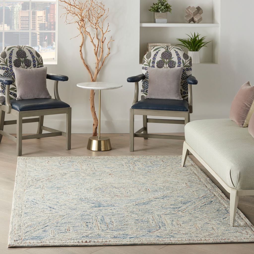 nourison interlock itl02 blue multi rug