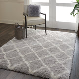 nourison luxe shag lxs02 grey ivory rug