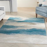 nourison maxell mae06 ivory teal rug