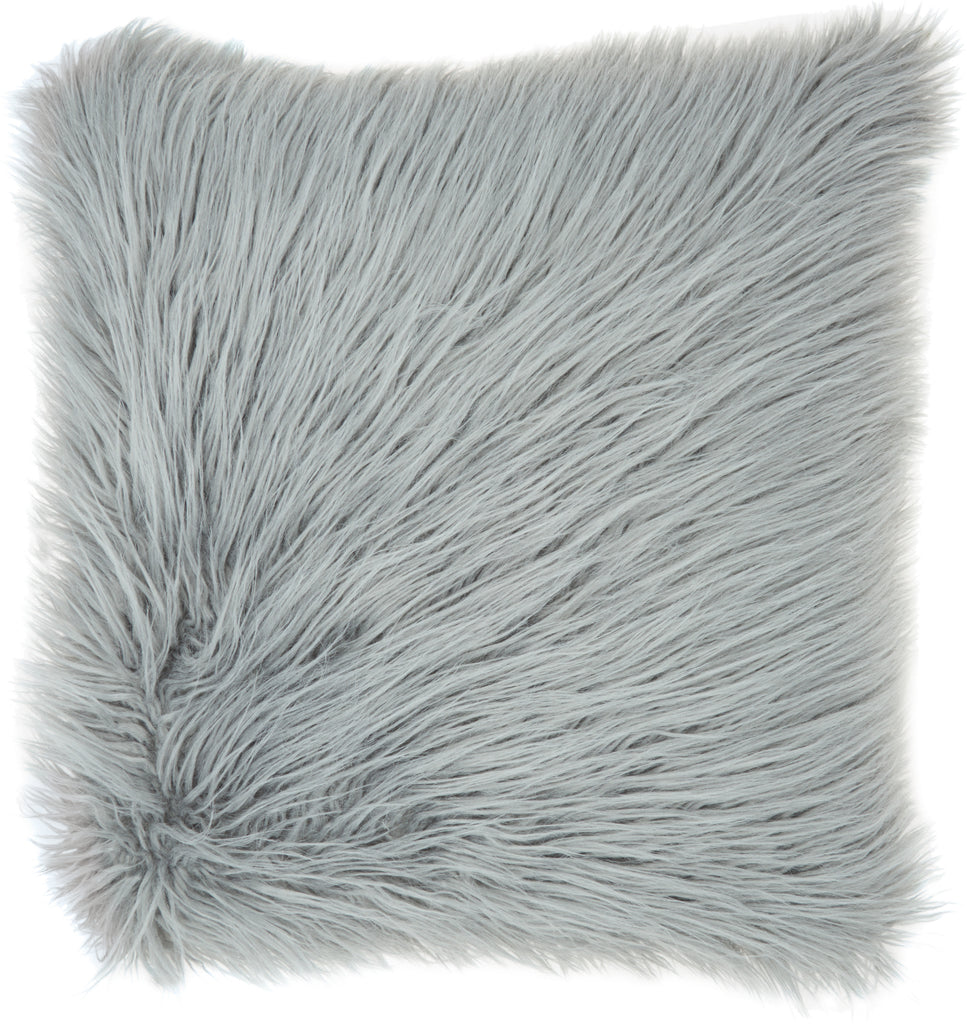 nourison faux fur bj101 light grey pillow