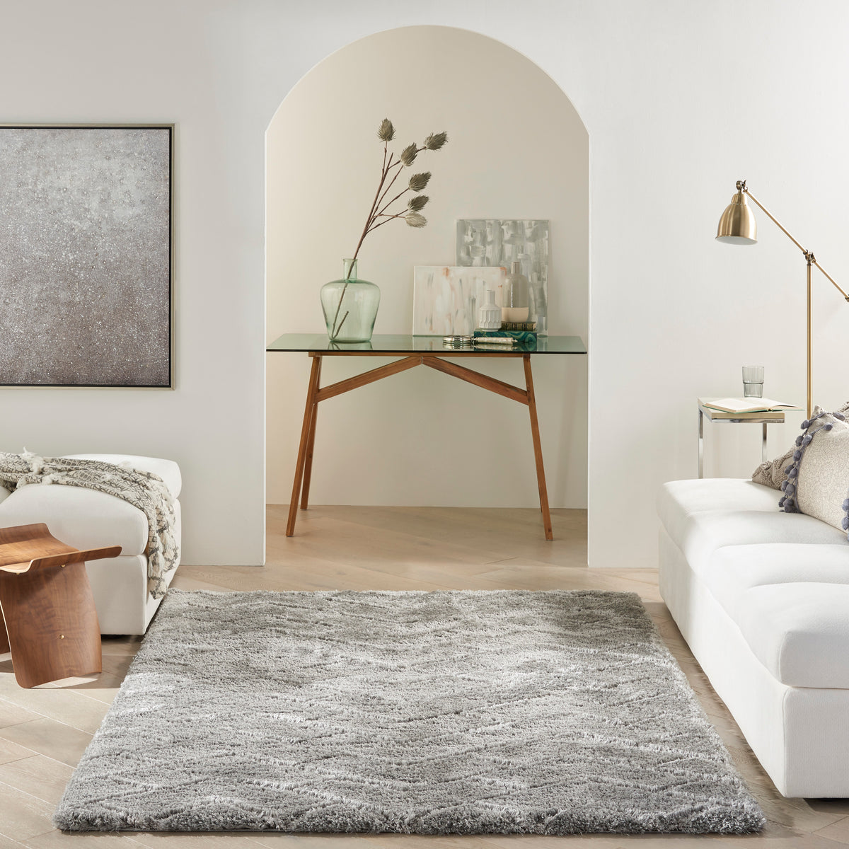 nourison dreamy shag drs03 grey rug