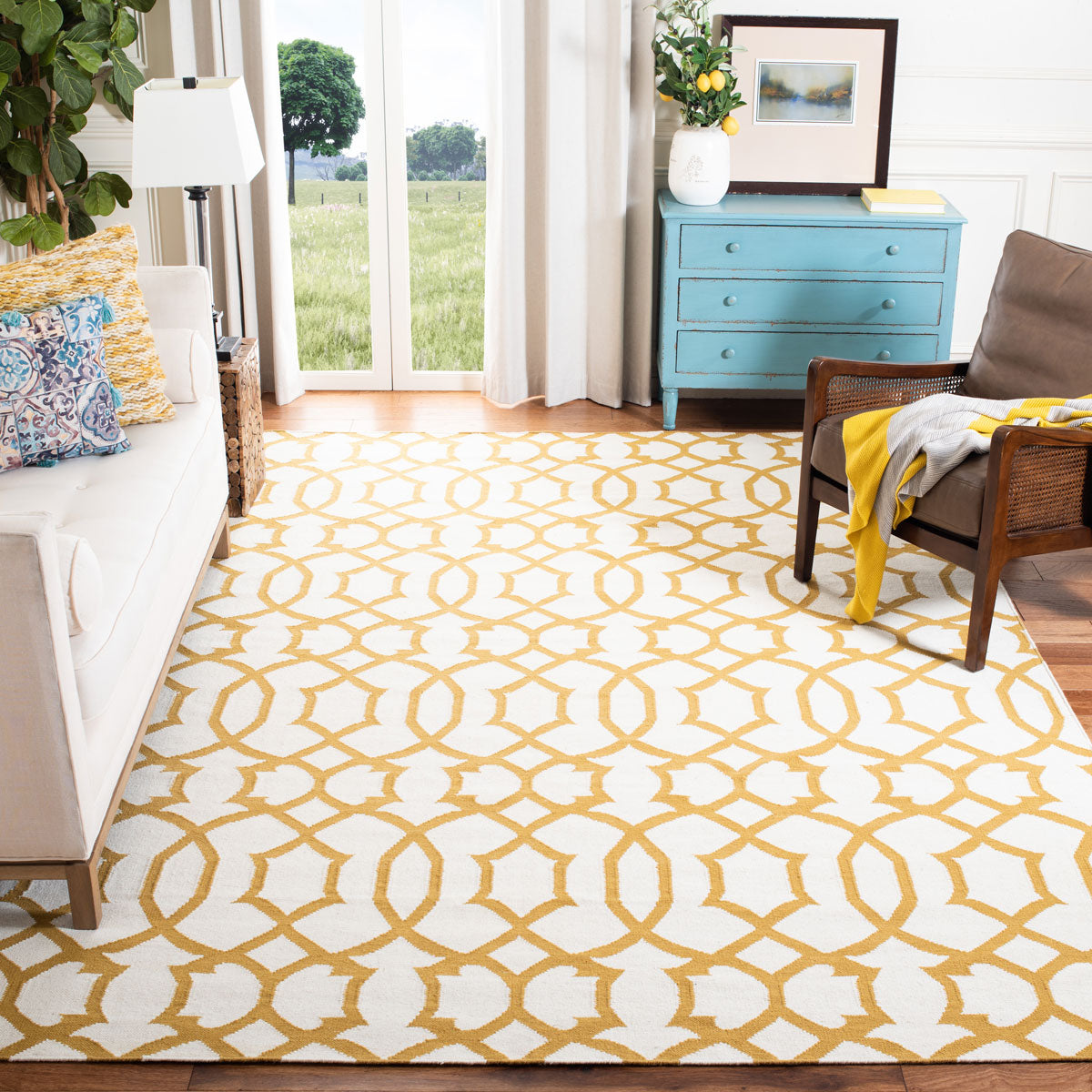 safavieh clearance dhurries dhu753c yellow rug