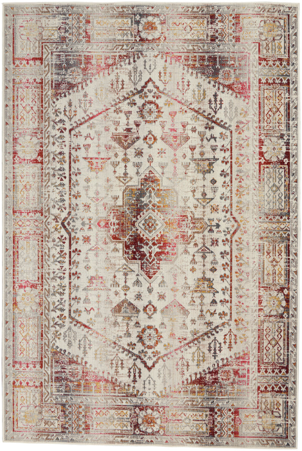 nourison vintage kashan vka08 ivory red rug