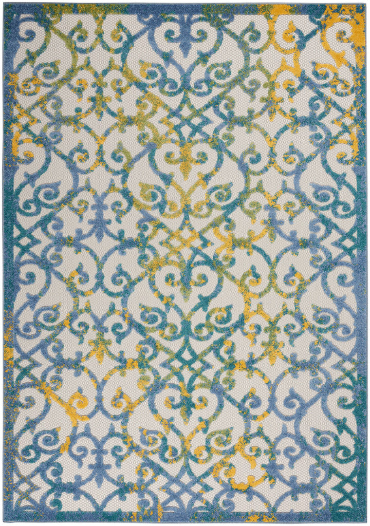 nourison aloha alh21 ivory blue rug