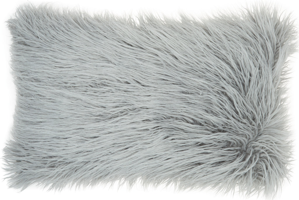 nourison faux fur bj101 light grey pillow
