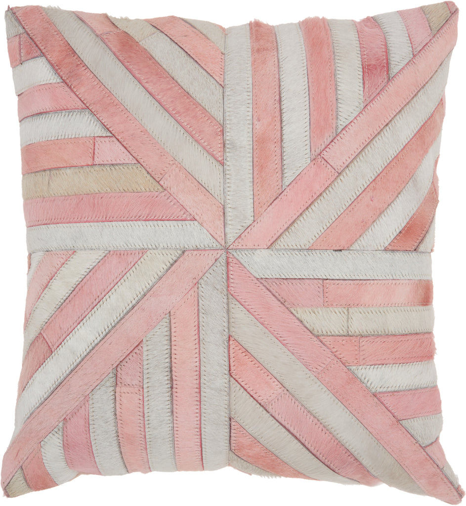 nourison natural leather hide s4285 rose pillow