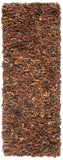 Safavieh Clearance Leather Shag LSG511B Saddle Rug
