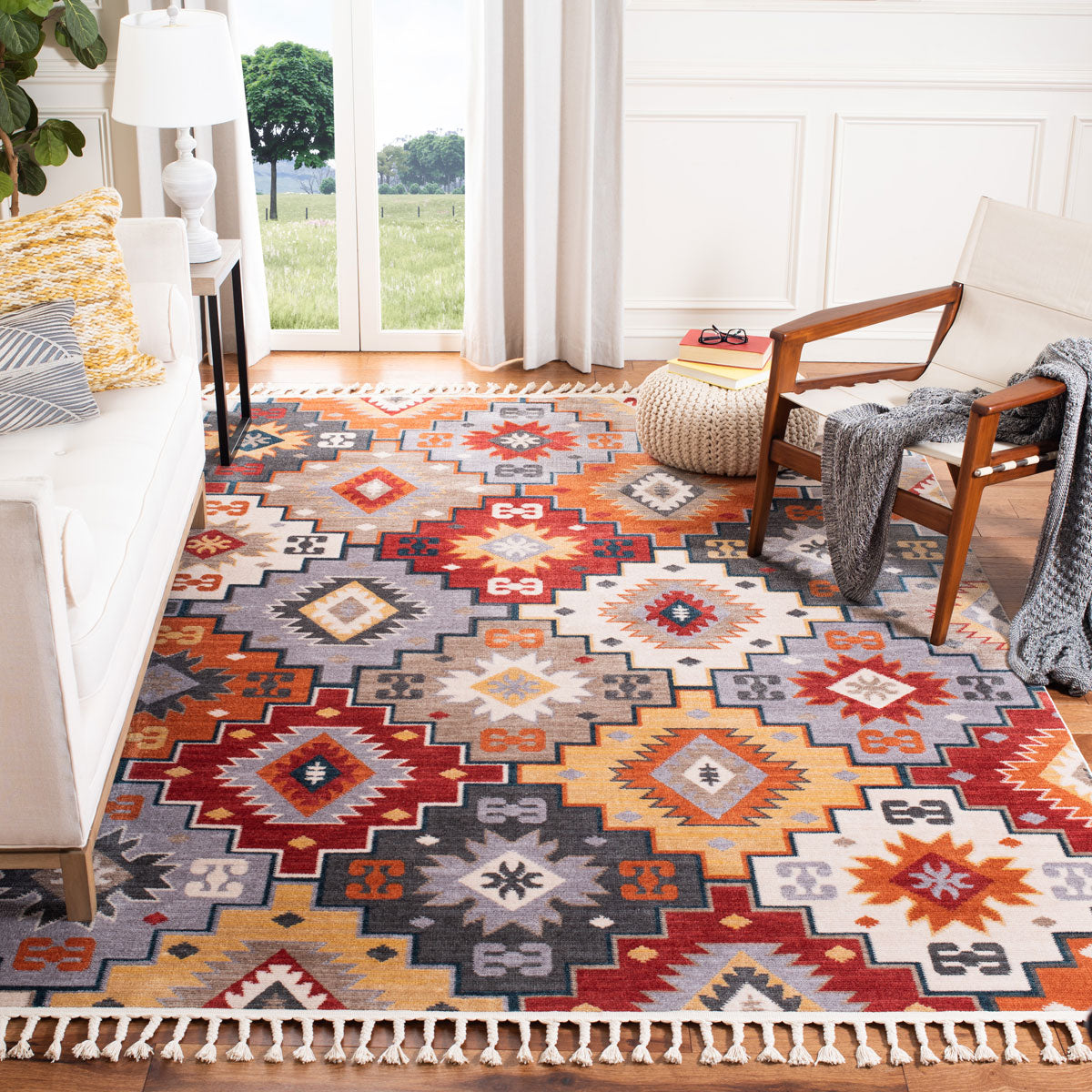 safavieh clearance farmhouse 800 fmh805f grey red rug