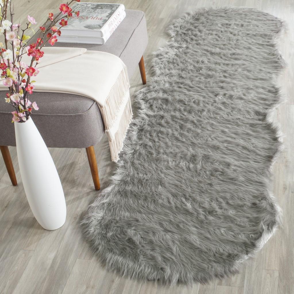 safavieh clearance faux sheep skin fss118b dark grey rug