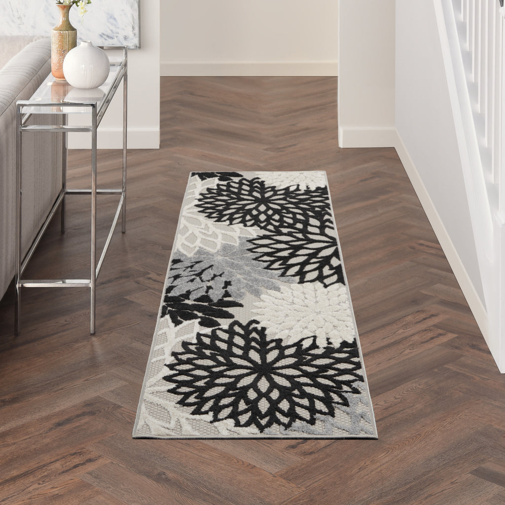 nourison aloha alh05 black white rug