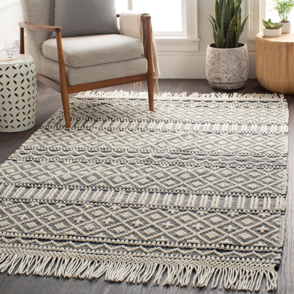 Surya rug co. | charcoal rug | farmhouse | tassels | rugs done right