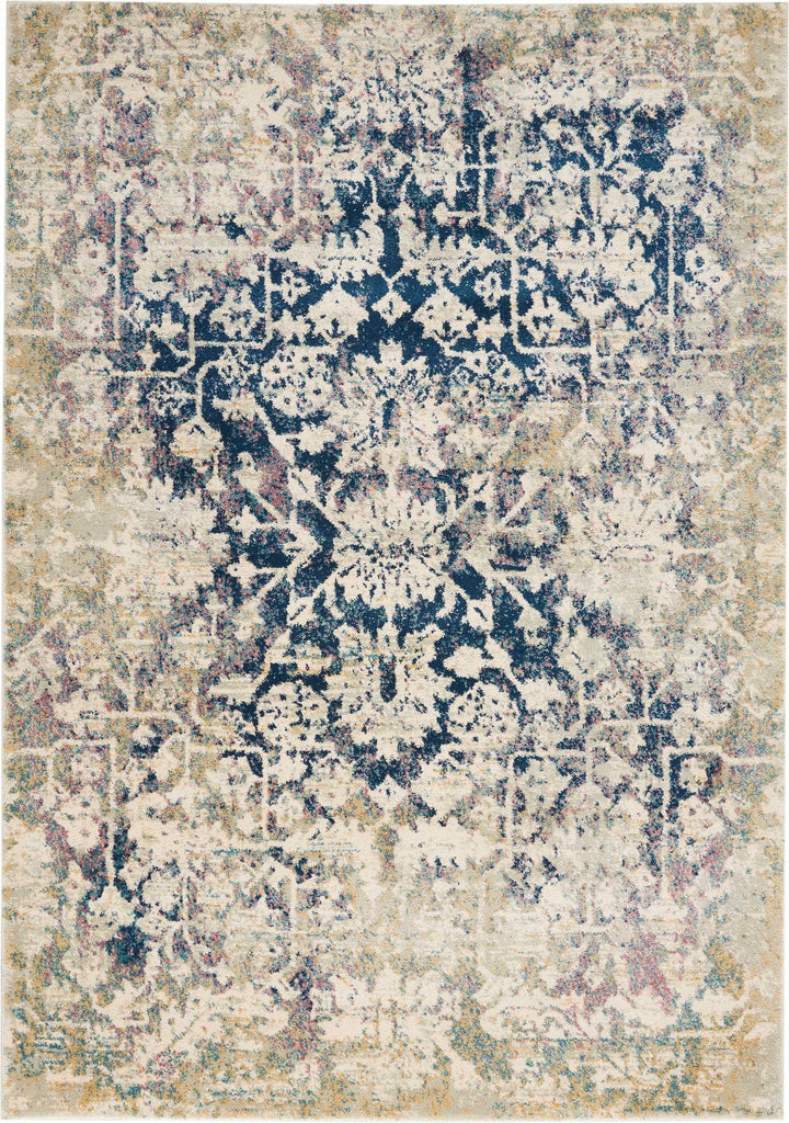 Nourison Clearance Fusion FSS12 Cream/Blue Rug