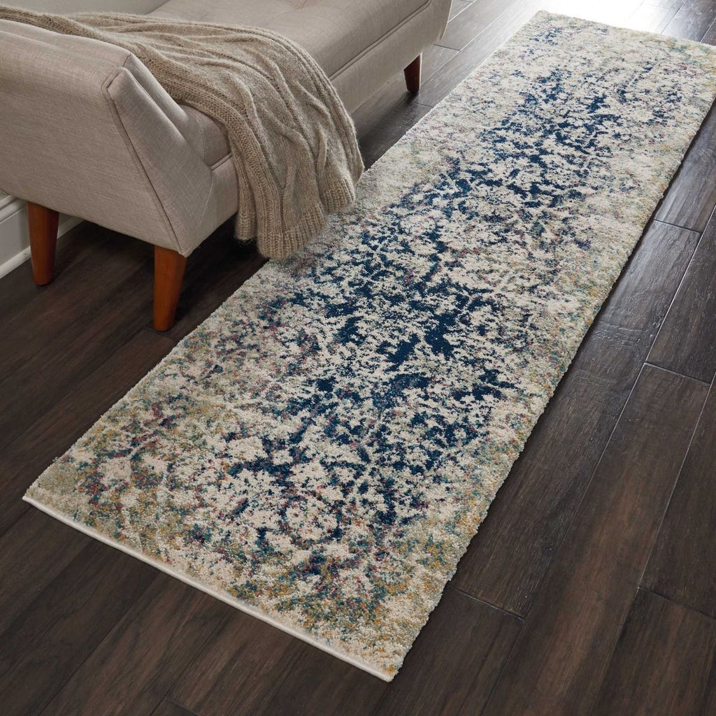Nourison Clearance Fusion FSS12 Cream/Blue Rug