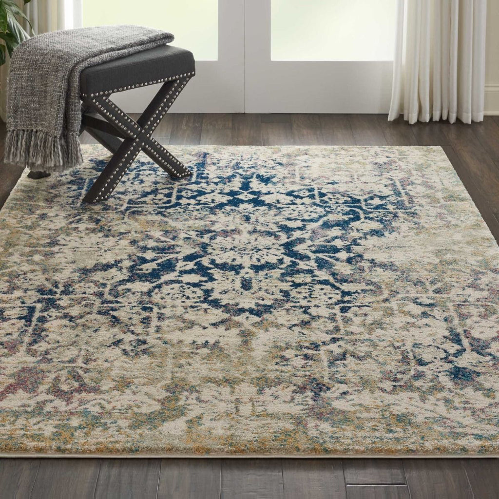 Nourison Clearance Fusion FSS12 Cream/Blue Rug