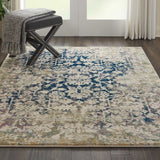 Nourison Clearance Fusion FSS12 Cream/Blue Rug