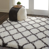 nourison luxe shag lxs02 ivory charcoal rug