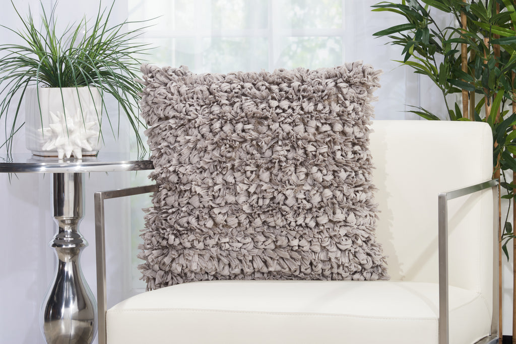 nourison shag dl658 grey pillow