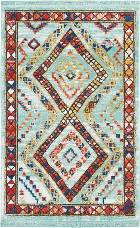 Nourison Clearance Navajo NAV02 Aqua Rug