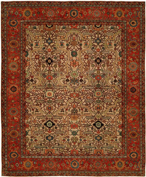 HRI Antique Heriz 109 Ivory Rug